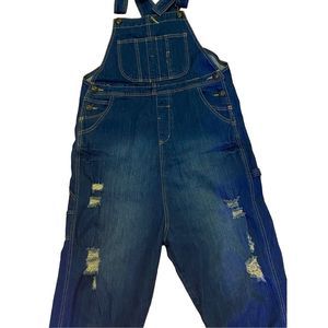 MONTHORIGIN Japanese Denim Distressed BOHO Baggy Overalls Size L Carpenter
